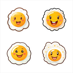 set of happy cute omelet watercolor illustrations for printing on baby clothes, pattern, sticker, postcards, print, fabric, and books