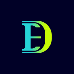 The monogram is the letter D and E. Elegant and outline.