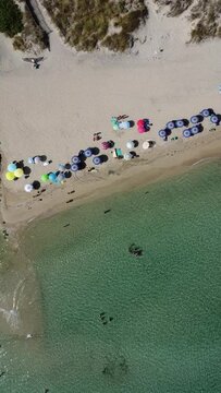 Drone footage of the beach at Lido Morelli, Apulia, Italy