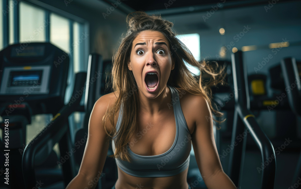 Wall mural fitness trainer in a panic attack