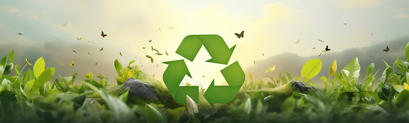 Recycle, reduce, reuse and repair. Creative images about recycling, waste reduction and reuse. Original composition of caring for the environment and recycling. The three R's.  - obrazy, fototapety, plakaty