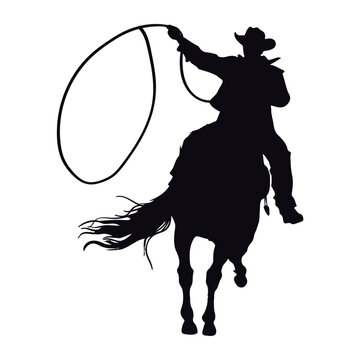 cowboy silhouette in horse rodeo