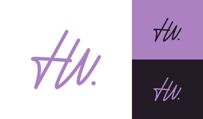 Letter HW handwriting signature logo design