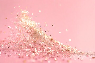 Golden pink sparkles on pink  copyspace background