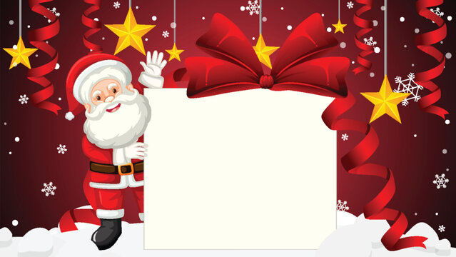 Cheerful Santa Claus Holding a Blank Banner