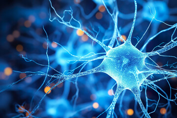Electron microscopy of brain neural network.  - obrazy, fototapety, plakaty