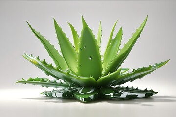 aloe vera, hyper-realistic, hd, with blank background, green