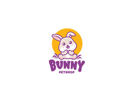 Cute bunny petshop mascot logo