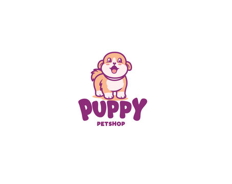 Cute puppy petshop mascot logo