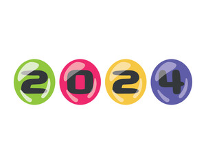 2024 number bright isolated