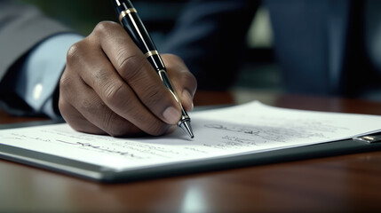Close-up of a signature pen to sign important documents