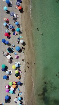 Drone footage of the beach at Lido Morelli, Apulia, Italy