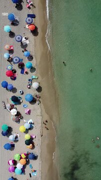 Drone footage of the beach at Lido Morelli, Apulia, Italy