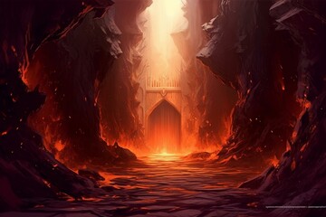 Illustration of infernal entrance. Generative AI