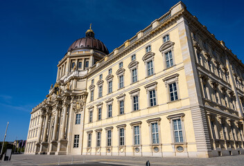 Fototapeta na wymiar The rebuilt Berlin City Palace in front of a deep blue sky