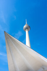 The famous TV Tower of Berlin with a part of the base structure