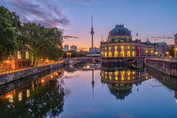 The Museum Island and the TV Tower in Berlin before sunrise