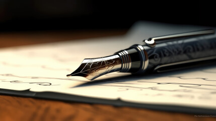 Fototapeta premium Close - up of a document signature pen as it makes contact with paper