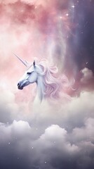 Obraz na płótnie Canvas unicorn myth in watercolor style against textured background, vertical format, background image, generative AI