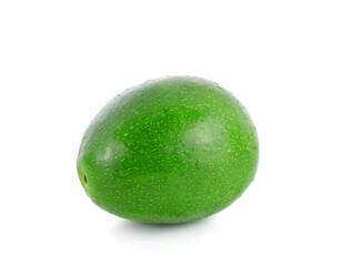 Fresh whole avocado isolated on white background