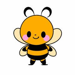 Cartoon style bee. Hand drawn Vector illustration.