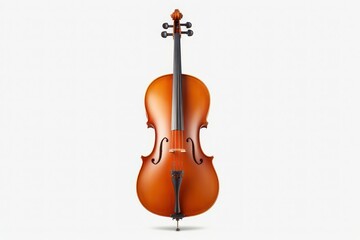 Bowed string instruments: cello, double bass, violin, viola, white background. - obrazy, fototapety, plakaty