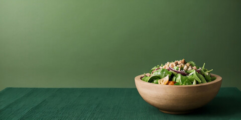 A delicious and healthy bowl of salad with copy space