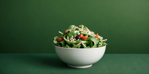 A delicious and healthy bowl of salad with copy space