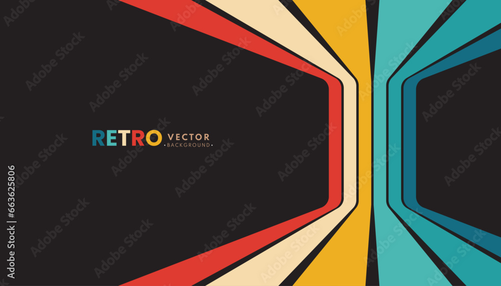 Poster abstract minimalist retro background with color stripe elements. retro background lines 70s. vector 