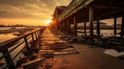 The New Jersey boardwalk in ruins, after a catastrophic event