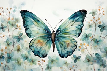 Butterfly watercolor pattern background