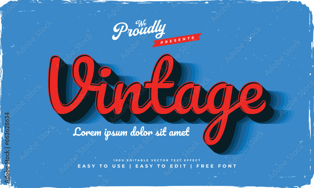 Fototapete vintage retro editable text effect alphabet font typography typeface