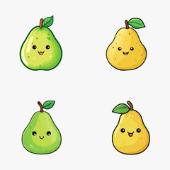 set of happy pear cookies watercolor illustrations for printing on baby clothes, pattern, sticker, postcards, print, fabric, and books