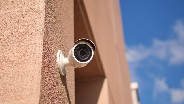 CCTV security camera operating outdoor 