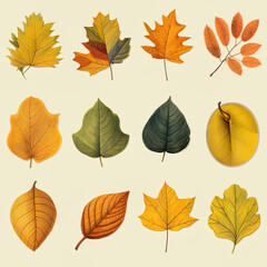 Naklejka premium set of leaves, generative ai
