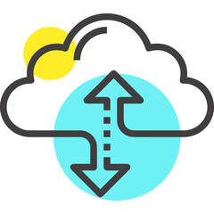 Cloud storage icon symbol vector image. Illustration of the database server hosting cloud system digital design image