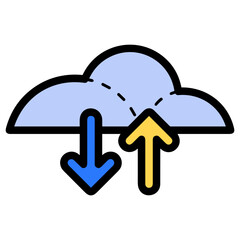 Cloud storage icon symbol vector image. Illustration of the database server hosting cloud system digital design image