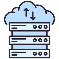 Cloud storage icon symbol vector image. Illustration of the database server hosting cloud system digital design image