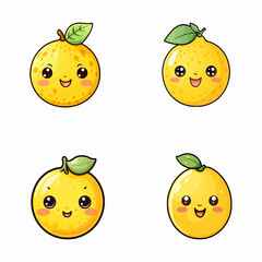 set of happy cute lemons watercolor illustrations for printing on baby clothes, pattern, sticker, postcards, print, fabric, and books