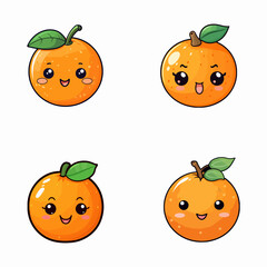 set of happy cute orange watercolor illustrations for printing on baby clothes, pattern, sticker, postcards, print, fabric, and books