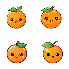 set of happy cute orange watercolor illustrations for printing on baby clothes, pattern, sticker, postcards, print, fabric, and books