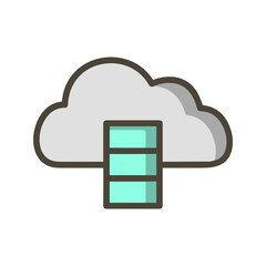 Cloud storage icon symbol vector image. Illustration of the database server hosting cloud system digital design image