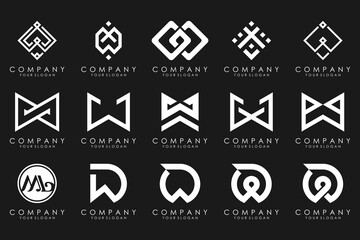 Abstract collection with letters W logo design. creative design logotype W with white color.