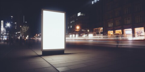 Blank white billboard signage, empty info banner, street banner. Mock up for advertisement. Generated by AI