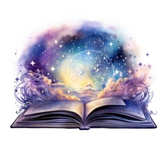 Galaxy celestial fantasy book watercolor for T-shirt Design.