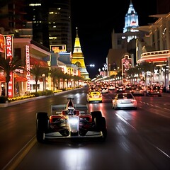 Formula 1 Race cars in Las Vegas  - obrazy, fototapety, plakaty