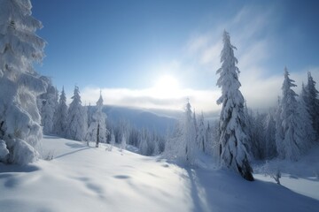 Scenic winter terrain. Generative AI