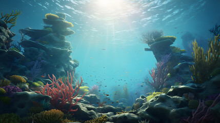 Naklejka na ściany i meble Marine Life: Fish in the Sea