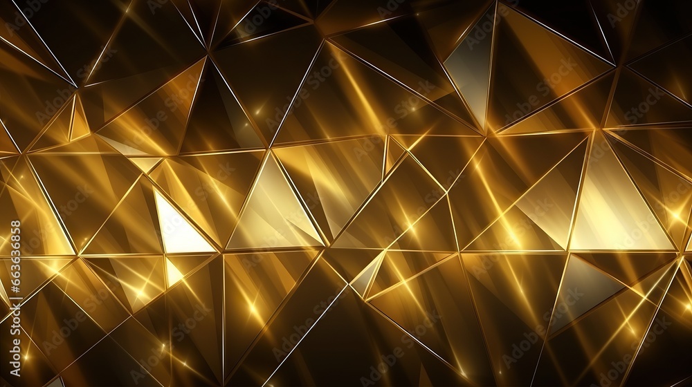 Wall mural abstract background ,gold triangles,shining gold crystals - Wall murals