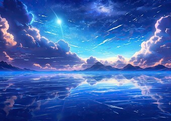 fantasy background of colorful sky with neon clouds